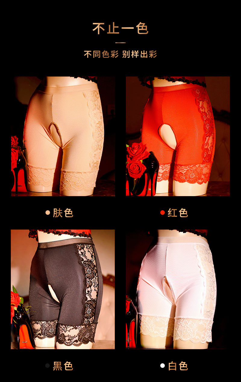 Sexy Underwear for Women, Tempting Open-Crotch, Sexy Lingerie for Couples, No Need to Take Off, Plus Size, Insertable Boxer Briefs, Passionate Set