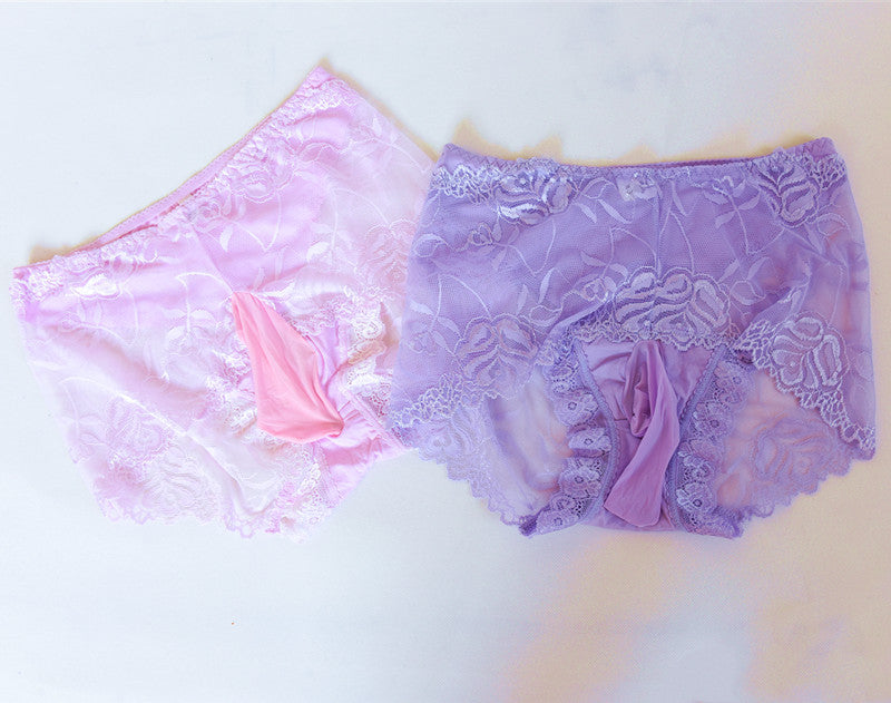 Lace Panties for Women Mid-Waist Temptation Hip Lift Pure Cotton Crotch Triangle Panties Women's Underwear Lace Trim Hip-Hugging Breathable Sexy Lace