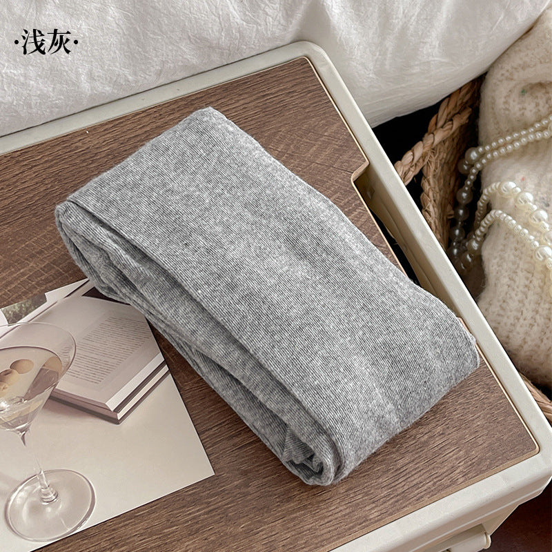 Autumn Winter New Warm Base Layer Pants Combed Cotton Plain Solid Color Stockings Milk White Simple Versatile Pantyhose Single-Sided Cotton