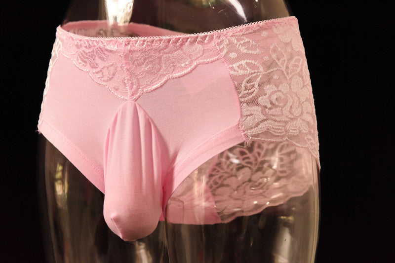 Little Red Luxury Men's Underwear Breathable Lace Sexy Briefs Pure Cotton Plus Size U Pouch Bag Underwear Shorts