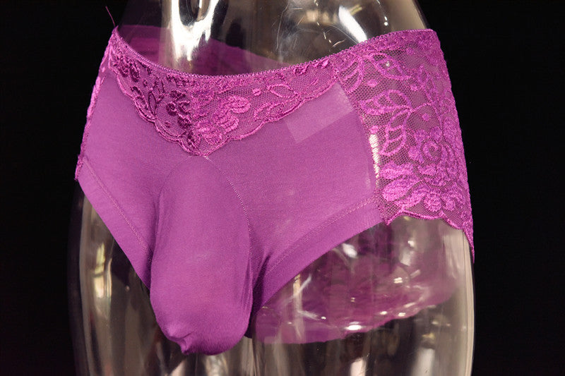 Little Red Luxury Men's Underwear Breathable Lace Sexy Briefs Pure Cotton Plus Size U Pouch Bag Underwear Shorts