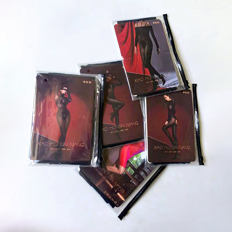 8D Glossy Sexy Stockings One-piece Temptation Seamless Tight-fitting Wrapped Five-finger Stockings Black Silk Full-body One-piece Stockings