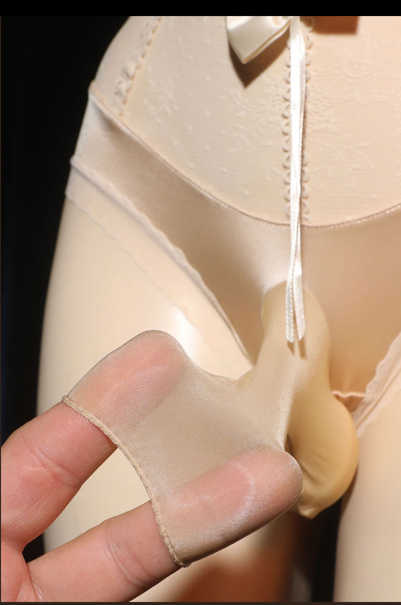 Sexy Men's Lace Briefs jj One-piece Large Size Sexy High Waist Bowknot Underwear Silky Underwear for Men