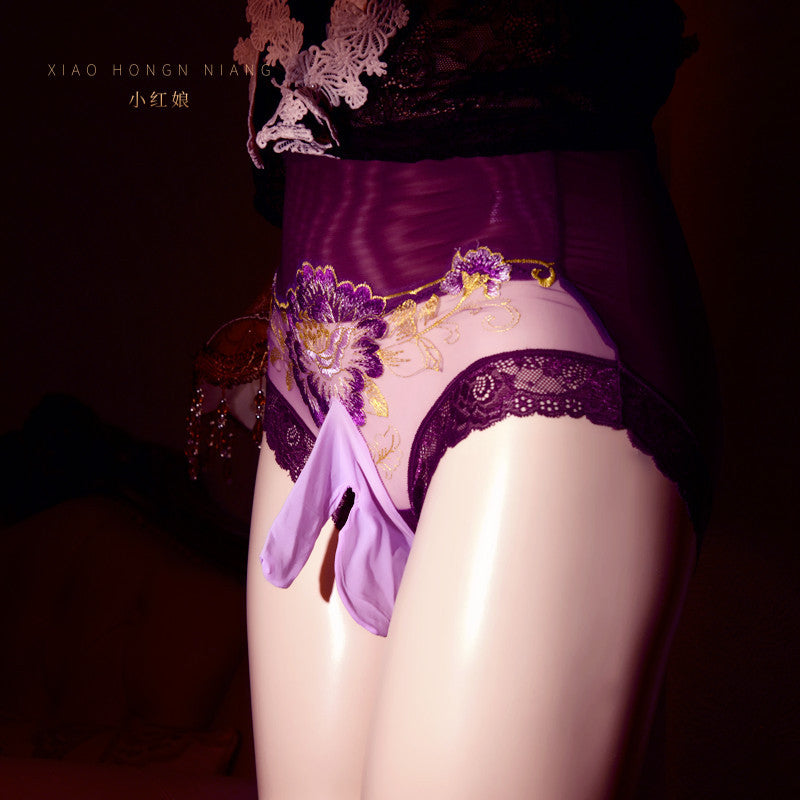 Japanese Style Floral Sexy Lace Underwear for Men jj Set of Butt-Lifting Thin Sexy Transparent Bullet-Resistant Separate Triangle Panties