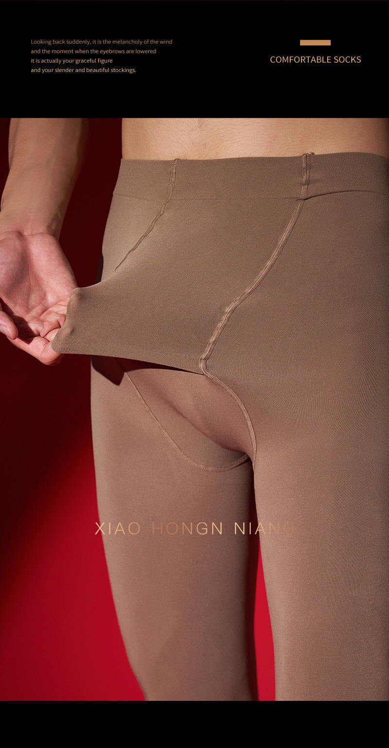 Autumn and Winter Men's Stockings jj Pantyhose Set200D Velvet Warm Stockings Sexy Erotic Tight Bottoming Socks