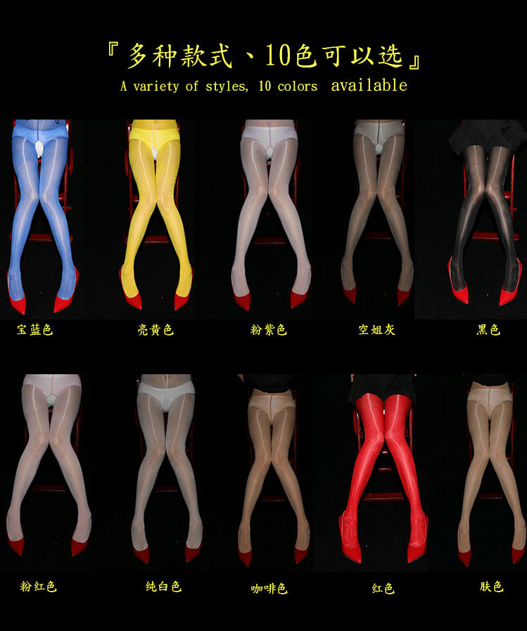 8D Shiny Open Crotch Pantyhose Glossy Sexy Temptation Erotic Stockings Women's Pantyhose Luster912Silk Smooth Socks