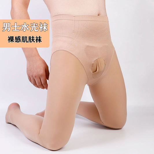 Bare Leg Artifact Men's Water Glossy Socks with Fleece Lining for Autumn and Winter, Sexy High Waist Tummy Control Leggings jj Large Size Face Mask Socks