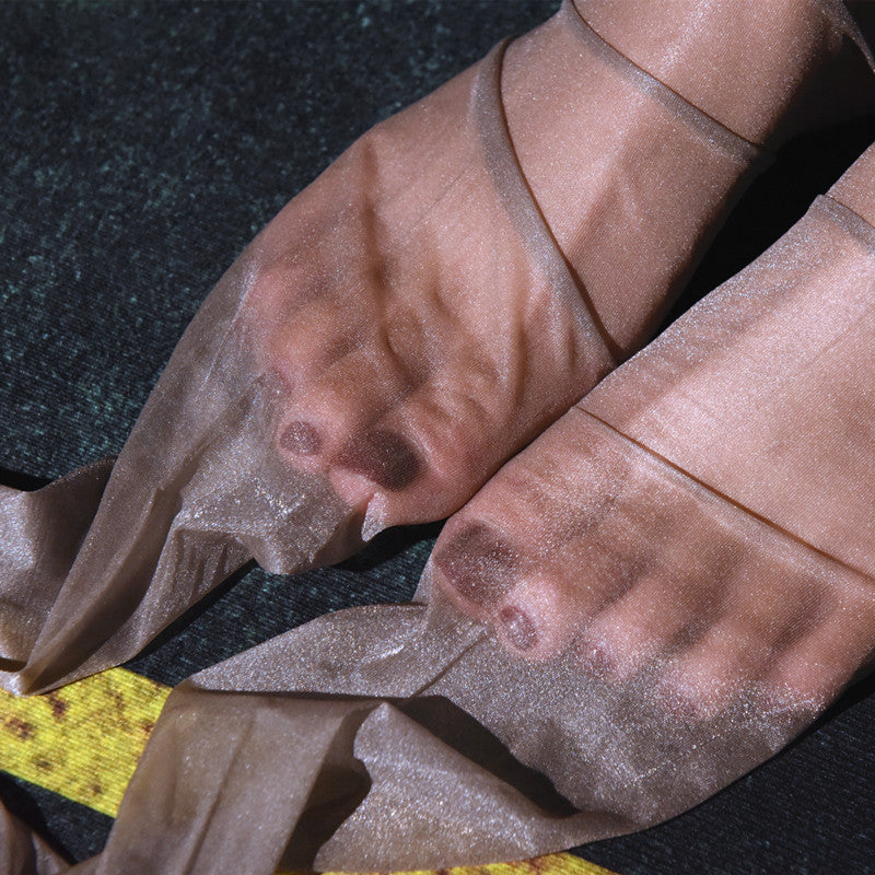 Aurora T Oil-resistant Shiny Smooth Ultra-thin Open-crotch Stockings Fully Transparent Scented High-Waisted High-Stretch Pantyhose for Women