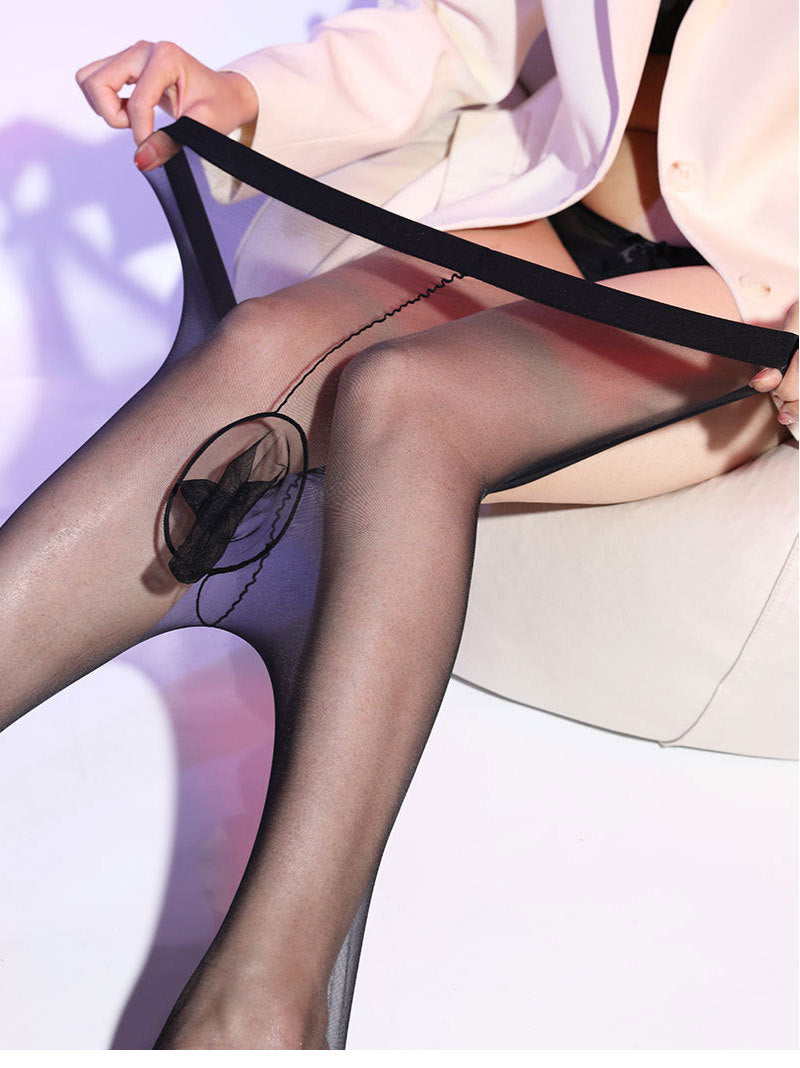 0.01Silky Ultra-Thin Stockings Men's Black Stockings One-Line Pantyhose Sexy jj Seductive Body Stockings