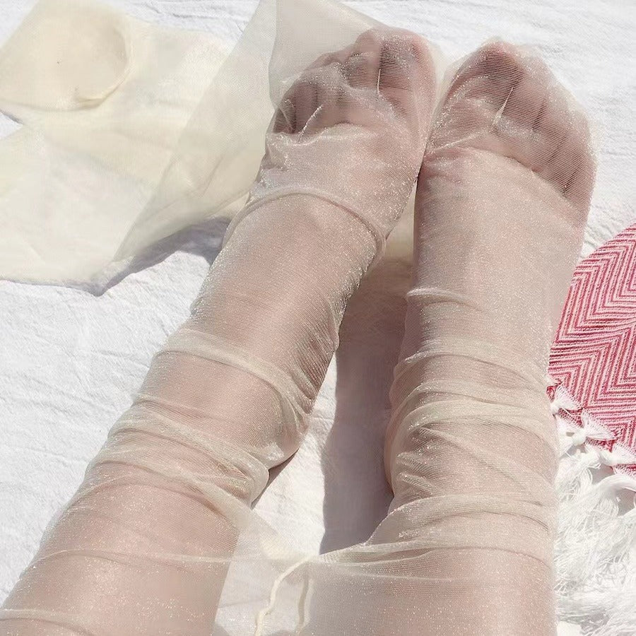 2024Summer Thin Non-Slip Pantyhose Extra Large Size Shiny Pearl Silk Stockings for Women200Jin Fat m No snagging