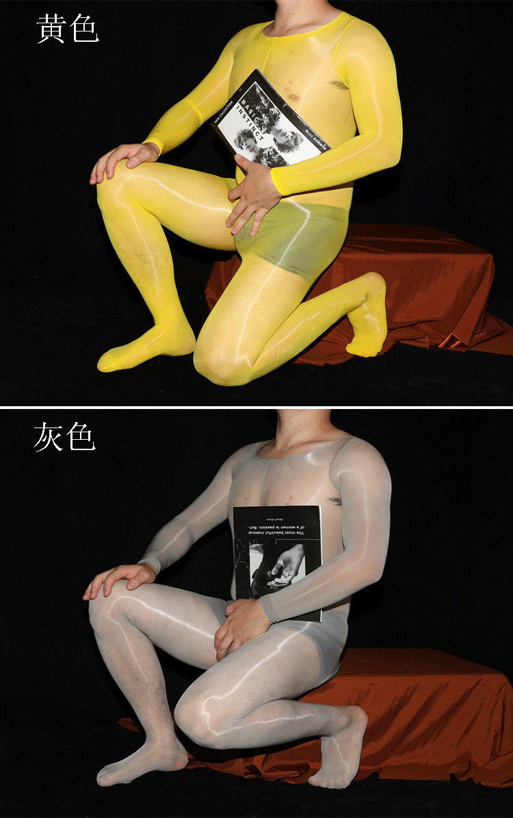 AliExpress Plus Size Shiny Full Body Stockings Bodysuit Shiny912Needle Tape jj Men's Full Body Stockings with Pants Set