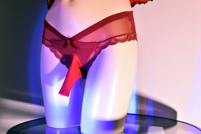 Men's Plus Size Japanese Style Underwear Couple Masturbation Bullet Separation Transparent Triangle Lace jj Transvestite Panties