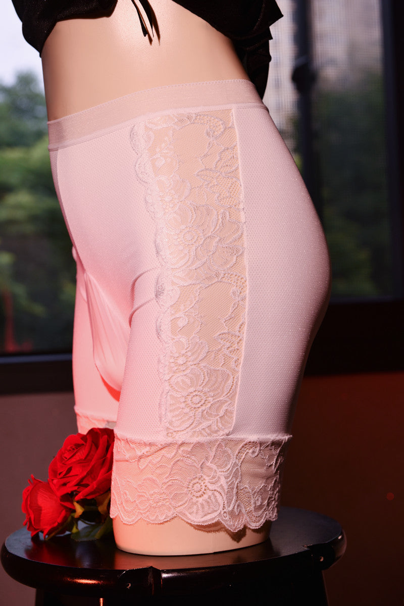 200Men's Ice Silk Underwear Sexy and Breathable jj Lace Trimmed Thong Panties with Stockings, Cool and Anti-Chafing Thigh and Flat Leg Pants