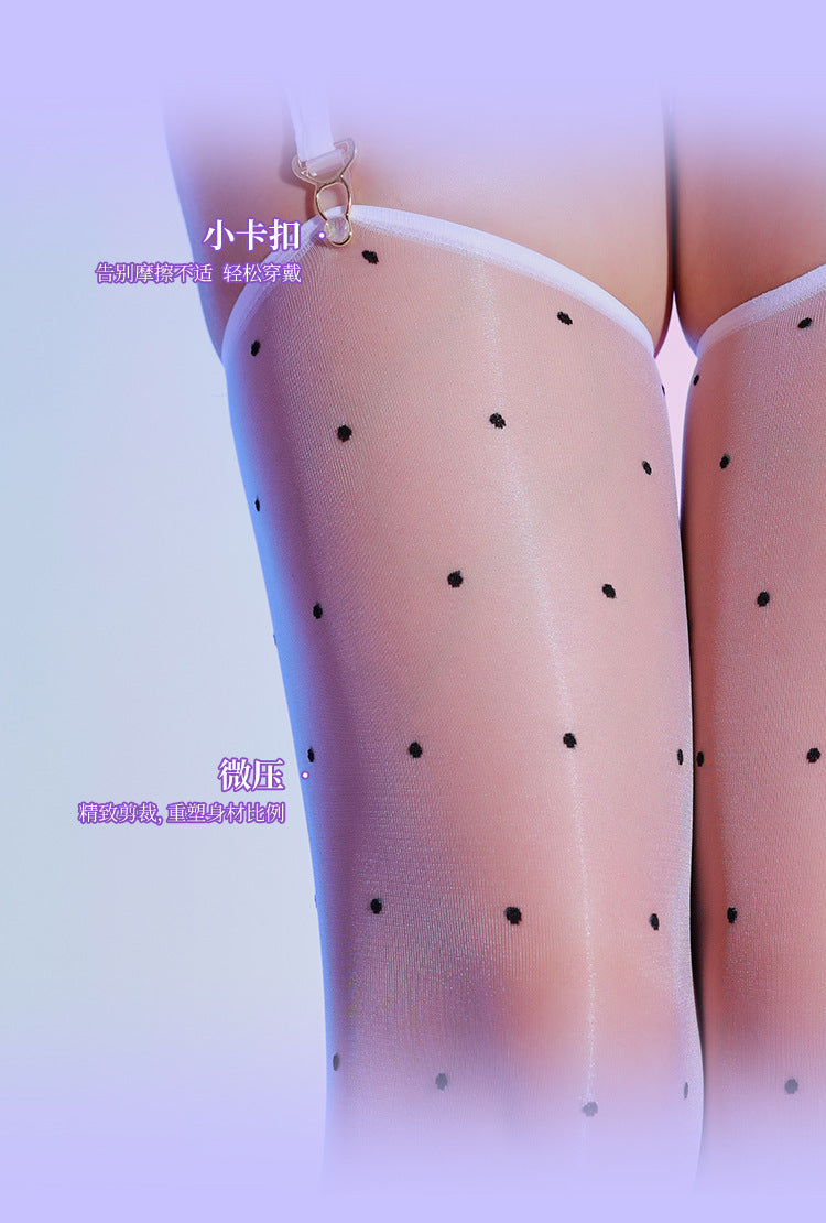 0d Aurora Dots Seamless Long Tube Shiny Over-the-Knee Stockings for Women Ultra-Thin Sexy Mature Black Silk Thigh High Stockings
