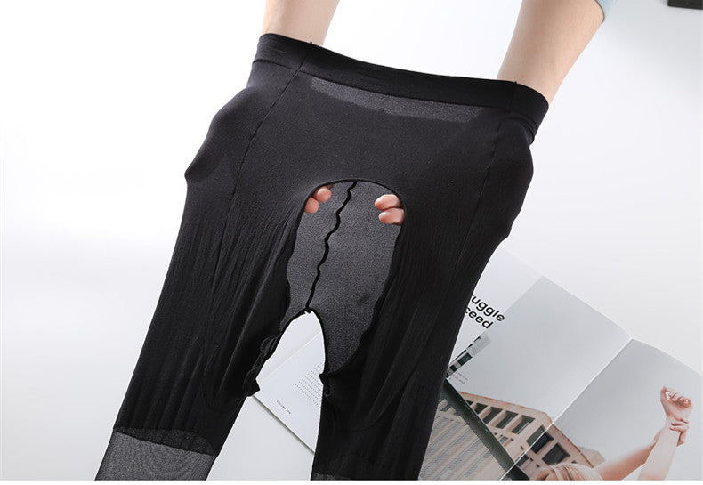 Plus size stockings200Lightweight Anti-Snagging Plus Size Women's Underwear mm Plus Size Extra Long High Waist Open Crotch Pantyhose for Summer