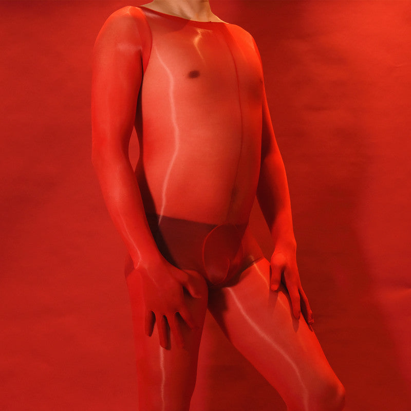 912Needle8d Shiny and silky men's five-finger bodysuit socks Glossy One-Piece Stockings for Men with Fingered Full Body Tights