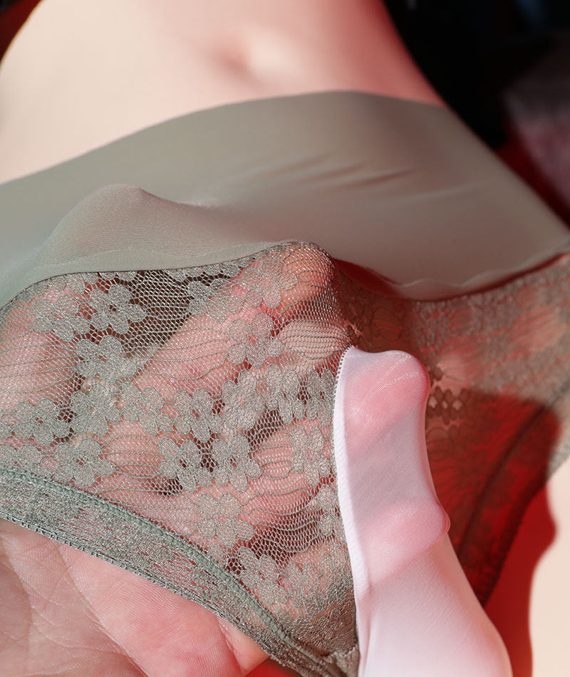 Men's Sexy Lace Erotic Triangle Underwear Ice Silk High Waist Tummy Control Seamless Plus Size Bulletproof Separate jj Set of Shorts