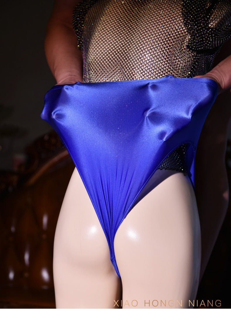 High-waisted Smooth Men's Sexy Thong T Thin and Sexy Pants jj Underwear Set Uncle Special Leather Triangle Underwear Large Size