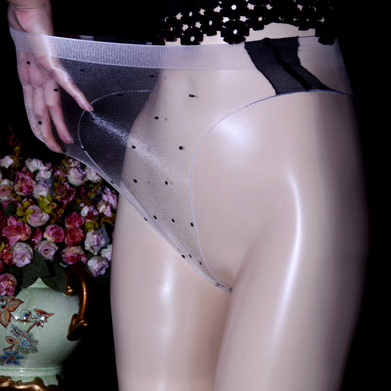 Ultra-thin Glossy Triangle Briefs jj Set1D Polka Dot Fully Transparent Seamless Sexy Silky Wave Point Underwear Plus Size Women's Underwear