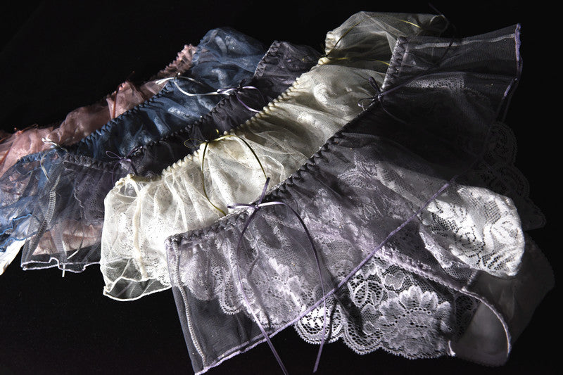 Ice Silk Feel Men's Triangle Underwear Transparent Sexy Breathable Thong Summer Japanese Style Lace Underwear