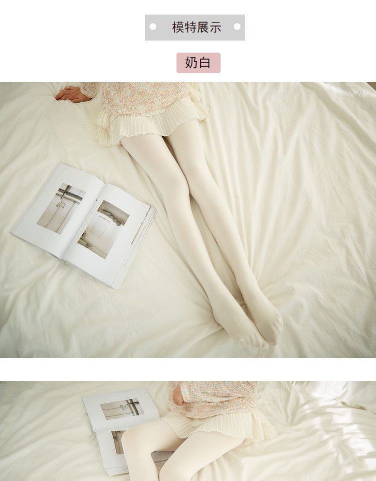 Adult Japanese Style Milky White Stockings Girl Lolita lolita Velvet Thin Base Layer Tights