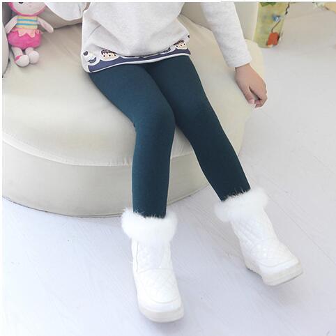 Autumn Winter Children's Leggings Fleece Lined Thickened Warm Pants Footed Colorful Cotton One-piece Pants Girls' Solid Color Kids Pants Children's Clothing