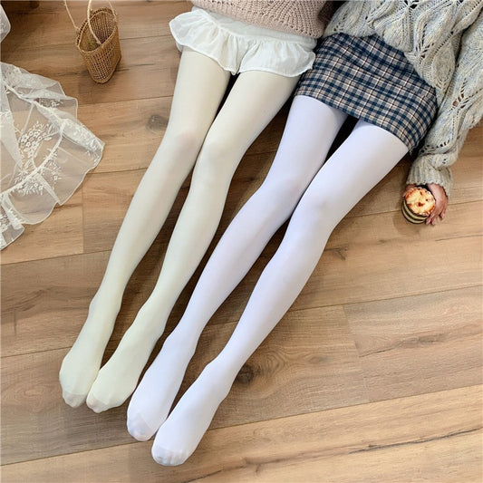 Adult Japanese Style Milky White Stockings Girl Lolita lolita Velvet Thin Base Layer Tights
