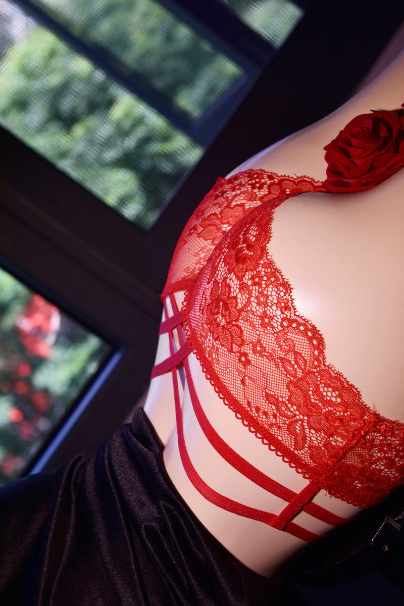 Little Matchmaker Japanese Style Lace-up Sexy Lace Stockings jj Underwear Pure Desire Cross Low Waist Large Size Sexy Triangle Underwear Men