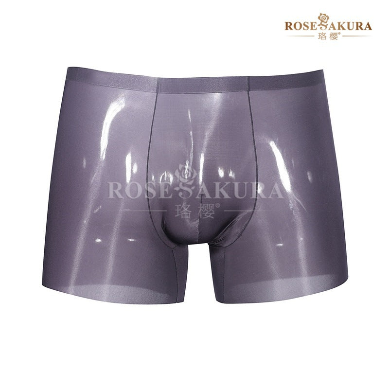 Luo Ying8522Men's Ultra-Thin Barely-There Feel Boxer Briefs Glossy Smooth Seamless Thin Transparent Sexy Triangle Underwear
