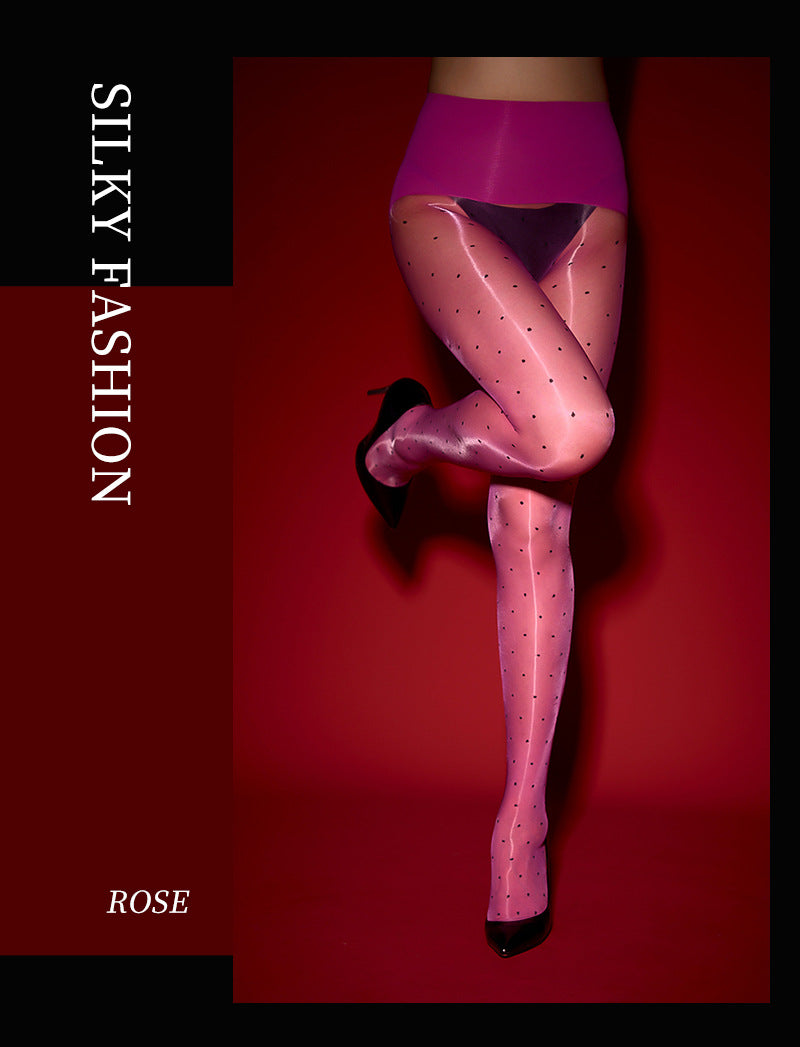 360Sexy Open Crotch Aurora Stockings Women Ultra-thin Polka Dot Black Stockings Temptation No-take-off High Waist Shiny Pantyhose