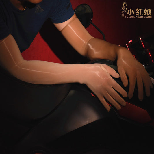 Men's Ultra-Thin Glossy Anti-Snag Silk Stockings Gloves Fingerless Five-Finger Gloves Long Sun Protection Women's Wedding Ceremony Gloves