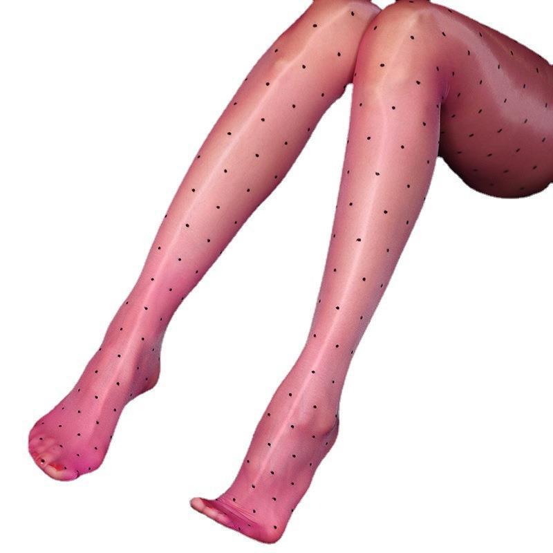 Aurora Series Polka Dot Waist T Crotch Silky Smooth Glossy Transparent Pantyhose Thin Sexy Stockings Transparent with Foot Type