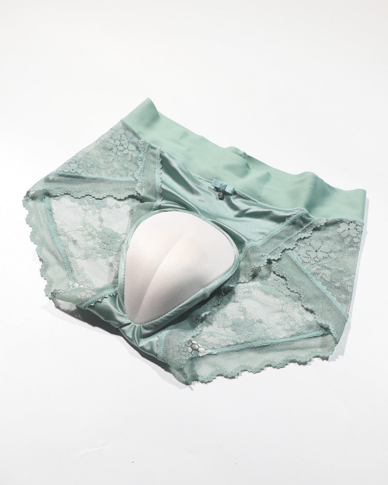 Cross-border Hot-Selling Low-Waist Sexy Lace Fake Vagina Hidden jj Underwear Briefs Transvestite Men and Women Cross-dressing Underwear