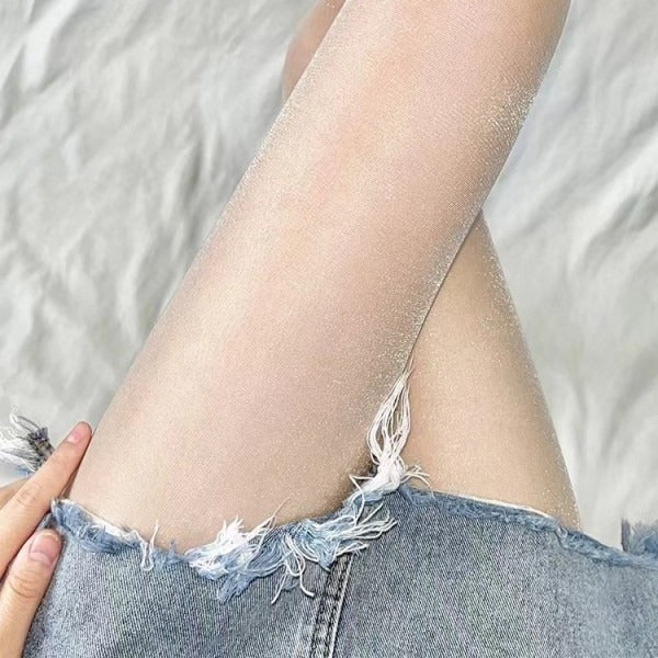 2024Summer Thin Non-Slip Pantyhose Extra Large Size Shiny Pearl Silk Stockings for Women200Jin Fat m No snagging