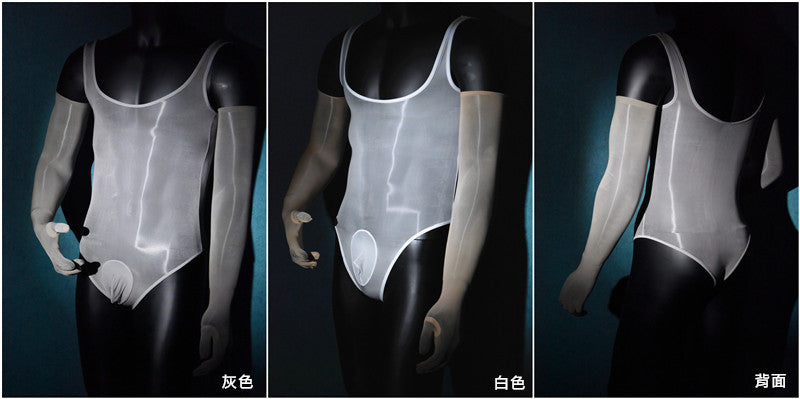 Men's Sexy Stockings Swimsuit Shiny One-piece Suit with jj Set of Fun912Ultra-thin Needle Airplane Socks Tempting Foot Fetish