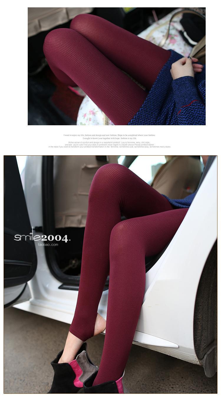 Autumn and Winter Japanese Style120D Velvet Slimming Leg Shaping Pantyhose/Foot Socks Women's Vertical Striped Black Stockings