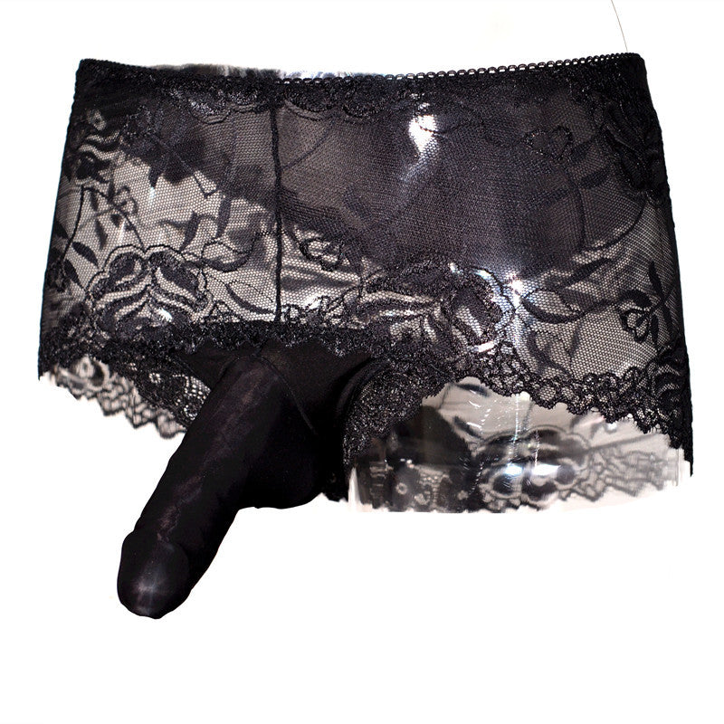 Men's Lace Sexy Underwear Men's Boxer Briefs Breathable Thin Sexy Open Crotch jj Set of Youth Boxer Shorts for Summer