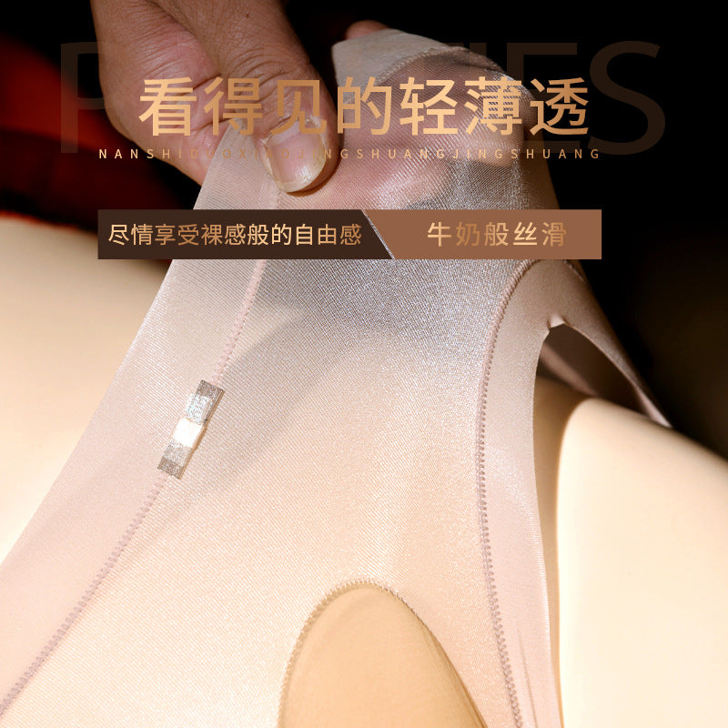 Floating Shiny Silky Men's Stockings Underwear Sexy Transparent Full Coverage Ultra-thin Seamless Summer jj Sexy Lingerie Set