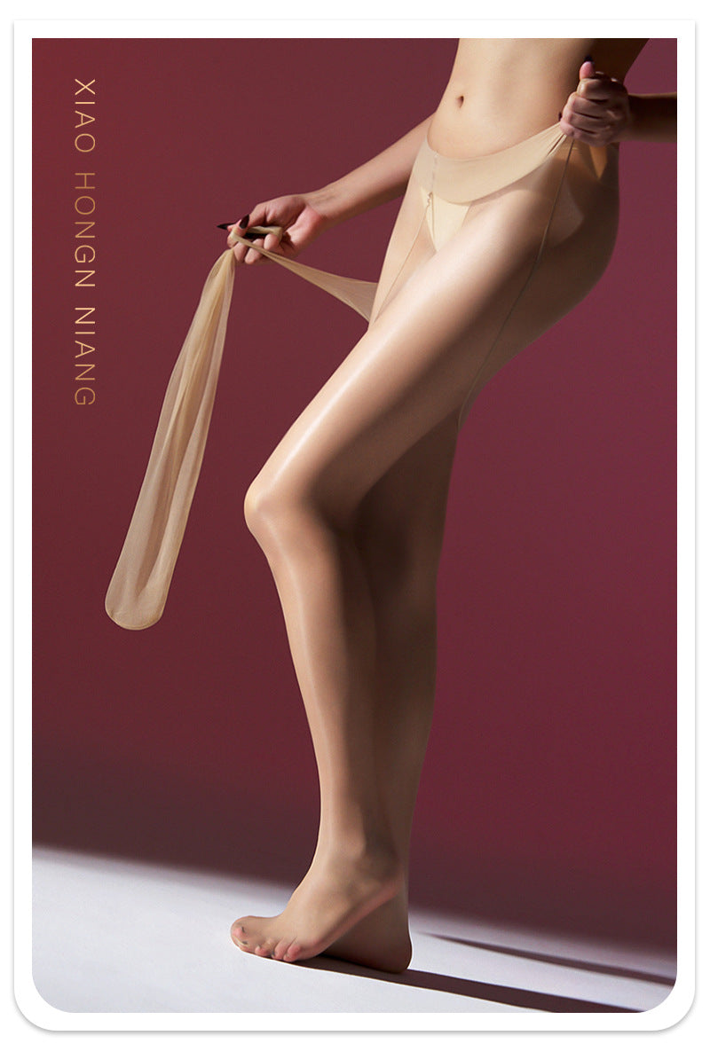 【Capacity】High Density Large Size200Jin Fat MM Black Stockings Silky Invisible Fully Transparent Female Summer U Crotchless Pantyhose