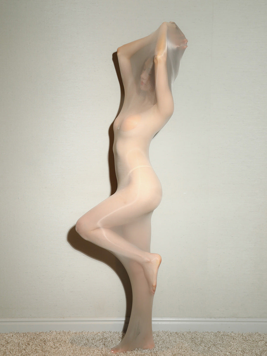 5D Ultra-Thin Glossy Sleeping Bag Bodysuit Stockings Women Sexy Horse Oil Black Stockings Mirror Glossy Large Size Seamless Long Tube