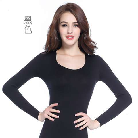 Autumn Winter Nude Dancewear Fleece Lined Long Sleeve Women's Tight Performance Costume Thickened Skin Color Performance Base Shirt Skin Color Underwear