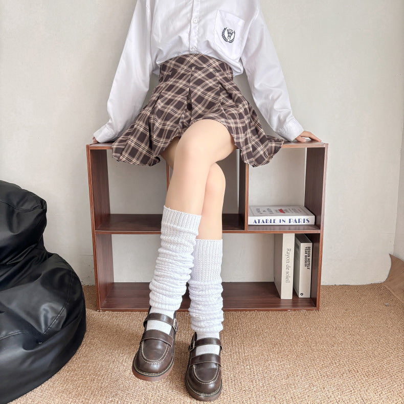 102502JK Extended High Tube Socks College Style Knee-High Calf Socks Over-the-Knee Long Socks for Women Japanese Style