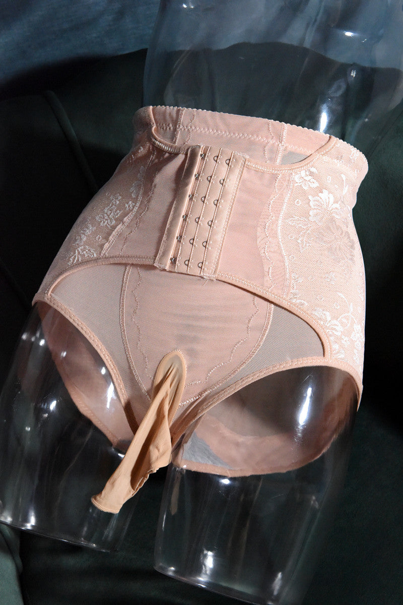 Men's Waist Cincher Underwear Sexy Belt jj Thin High-Waisted Mesh Lace Triangle Shaping Panties