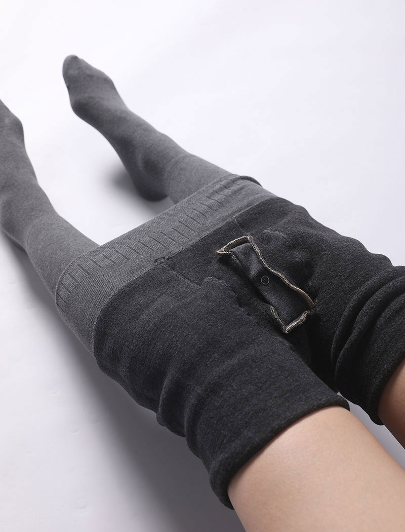 Autumn and Winter Fleece-Lined Warm Sexy Men's Leggings Thickened Bare-Leg Slim High-Waist200Plus Size One-Piece Tights