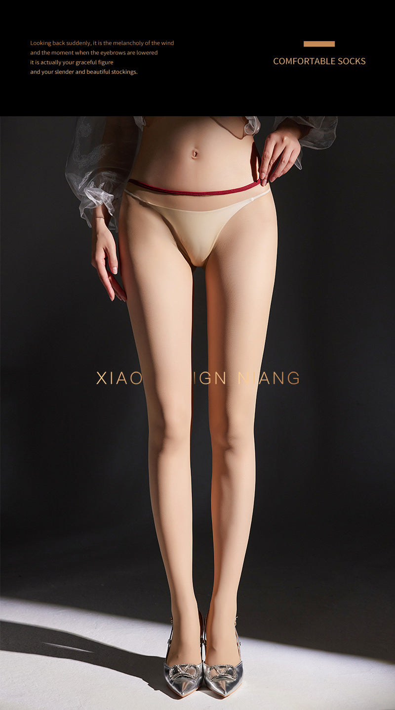 8mm Minimalist Narrow Edge Deep Crotch Seamless Stockings All Over Transparent Velvet360Seamless High Elasticity Pantyhose0D