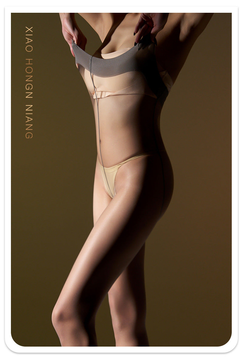 【Capacity】High Density Large Size200Jin Fat MM Black Stockings Silky Invisible Fully Transparent Female Summer U Crotchless Pantyhose