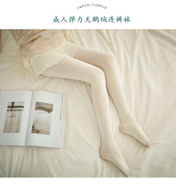 Adult Japanese Style Milky White Stockings Girl Lolita lolita Velvet Thin Base Layer Tights