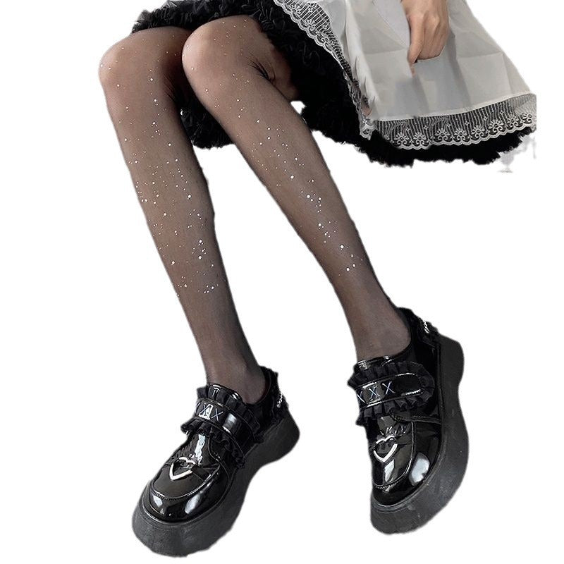 2023New Cosmic Star Print Stockings Women Summer Thin Black Silk Beauty Skin Pantyhose Ballet Style Ladies