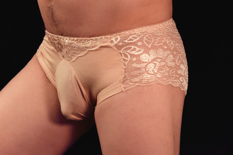 Little Red Luxury Men's Underwear Breathable Lace Sexy Briefs Pure Cotton Plus Size U Pouch Bag Underwear Shorts