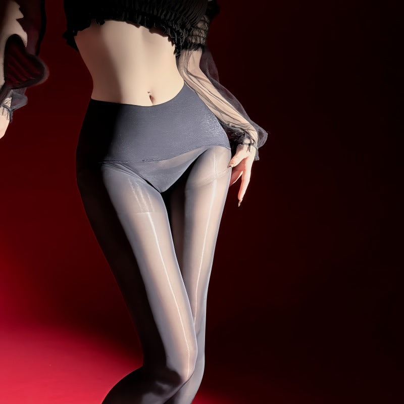 8D Shiny Seamless Crotch Stockings for Women Spring and Autumn Sexy Satin Glossy Pantyhose Seamless Sheer Stockings Sexy Horse Oil